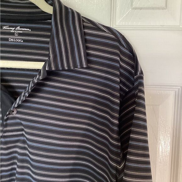 Tommy Armour - Men’s Dri-Logic Black Striped Polo - L - Picture 3 of 4
